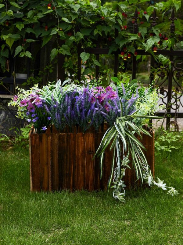 7603eaed0219ab36 PARTY JOY 18 Bunches Fake Plants Outdoor, Fake Bushes UV Resistant Artificial Flowers Hydrangea Flowers Greenery Shrubs Faux Greenery for Outdoor Garden Patio Front Porch Yard Decor