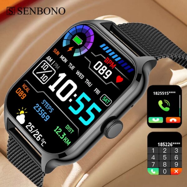 7606d8370d199812 SENBONO New 1.91" Smartwatch Bluetooth Call Heart Rate Blood Oxygen Tracker Sport Smart Watch Women Men for IOS Androird