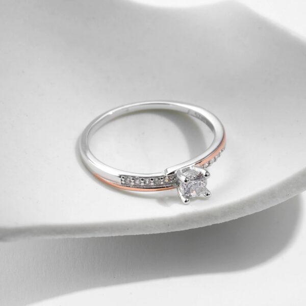 7613bd6d31503d22 MODIAN 925 Sterling Silver Classic Wedding Elegant Ring Rose Gold Color Line Unique Metallic Contrast Design Jewelry For Women
