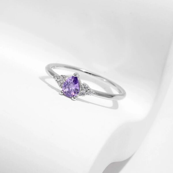 762ec2e348d6c90f MODIAN 925 Sterling Silver Water Drop Cocktail Ring Classic Prong Purple Cubic Zirconia Rings For Women Female Fine Jewelry
