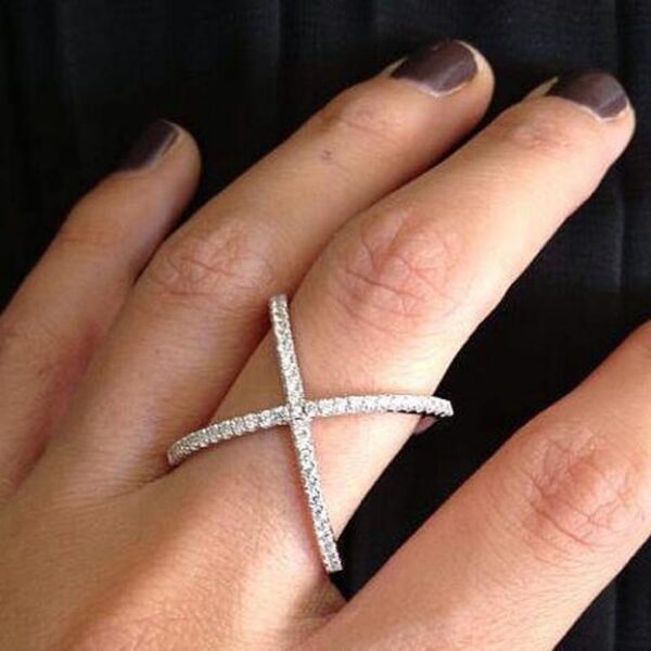 76337a3cd3d1348a Handmade S Sier Criss X Cross Rings, thin AAAAA Zircon rings,women wedding Micro Pave Ring