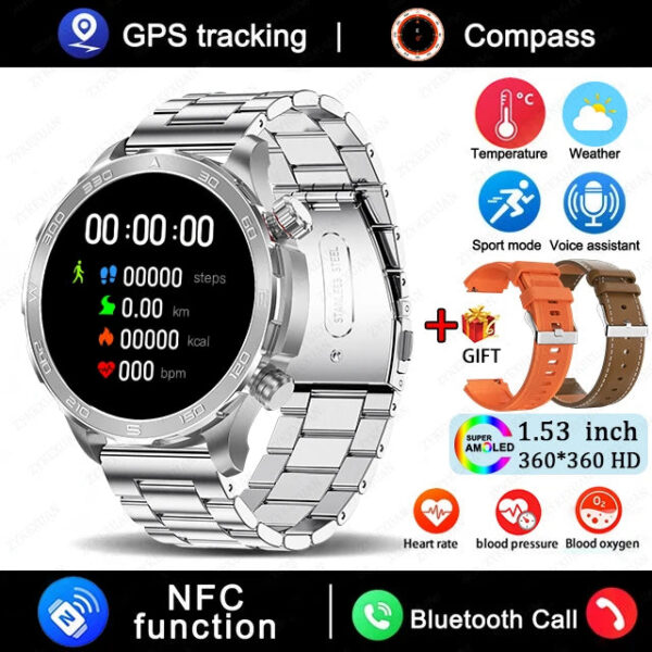 7639765026f5c574 New GPS Track Smart Watch Men AMOLED HD Screen Outdoor Sports Fitness Heart Rate NFC IP68 Waterproof Bluetooth Call Smart Watch