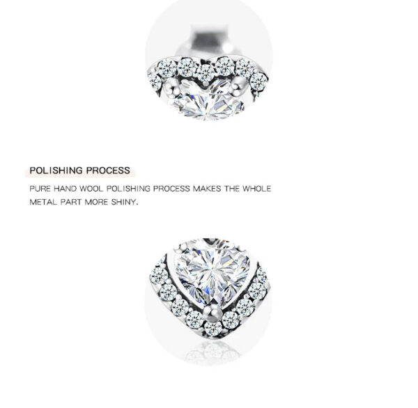 Modian Dazzling 925 Sterling Silver Clear CZ Heart Fashion Stud Earrings for Women Charm Wedding Statement Silver Fine Jewelry