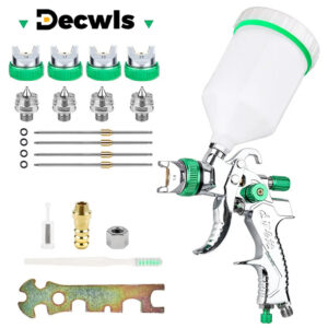 7646734d3d0f5202 Professional HVLP Spray Gun 1.4/1.7/2.0/2.5mm Steel Nozzle Gravity Spray Gun DIY Spray Paint Kit Home Car Paint Spray Gun Tools