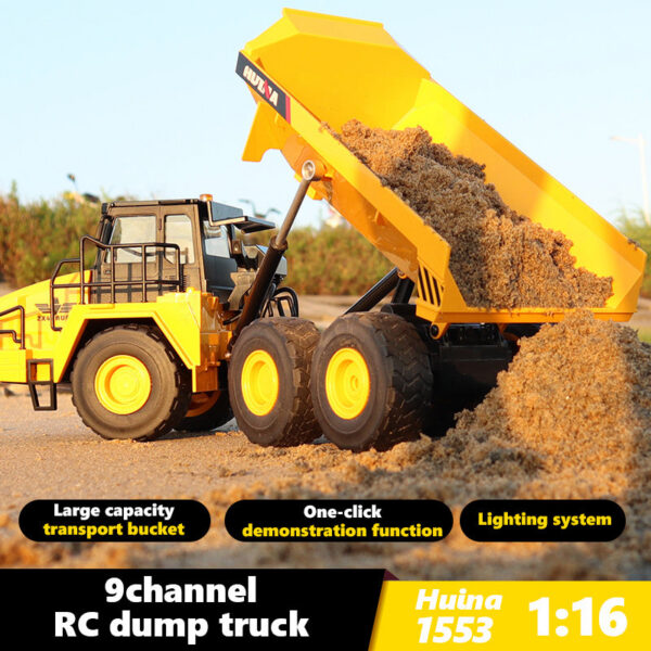 7667a6f398c64e9c 1/18 Rc Truck Dumper Huina 1553 Excavator Crawler 9Ch 2.4G Radio Controlled Car Electric Vehicle Tractor Model Toys for Boy Gift
