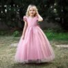 766e26b06c39099a Women's Long Bow Tie Princess Piano Recital Dress Puffy Wedding Gown