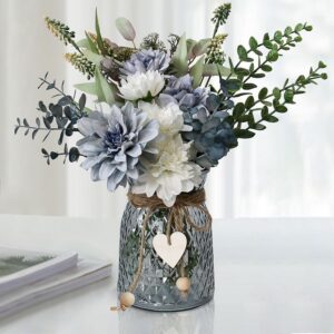 Faux Flowers in Vase,Artificial Flowers in Vase,Table Centerpieces for Dining Room,Flower Centerpieces for Tables,Fake Flowers with Vase,Kitchen Table Decor,Coffee Table Decor