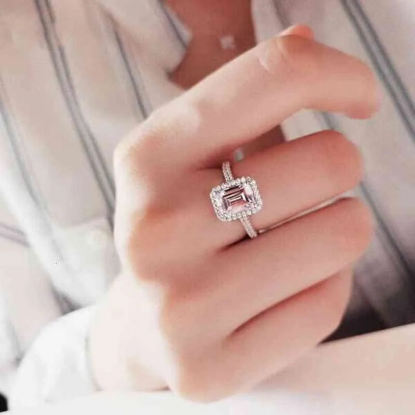 Emerald Cut 2ct Diamond Cz Ring Sterling Sier Promise Engagement Wedding Band Rings for Women Gemstones Party Jewelry Gift