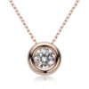 Lnngy 6.5mm Round Bezel Moissanite Pendant Necklace For Women 925 Sterling Silver Clavicle Chain Necklaces Jewelry Collare Mujer