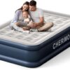 7695cc702a6196ba Air Mattress, 18" Raised Full Size Self Inflatable Blow Up Mattress with Built in Pump, Thick Comfort Air Bed with Carry Bag for Camping, Guests & Home, 600lb Capacity Colchon Inflable