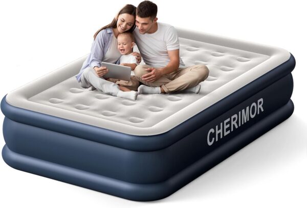 7695cc702a6196ba Air Mattress, 18" Raised Full Size Self Inflatable Blow Up Mattress with Built in Pump, Thick Comfort Air Bed with Carry Bag for Camping, Guests & Home, 600lb Capacity Colchon Inflable
