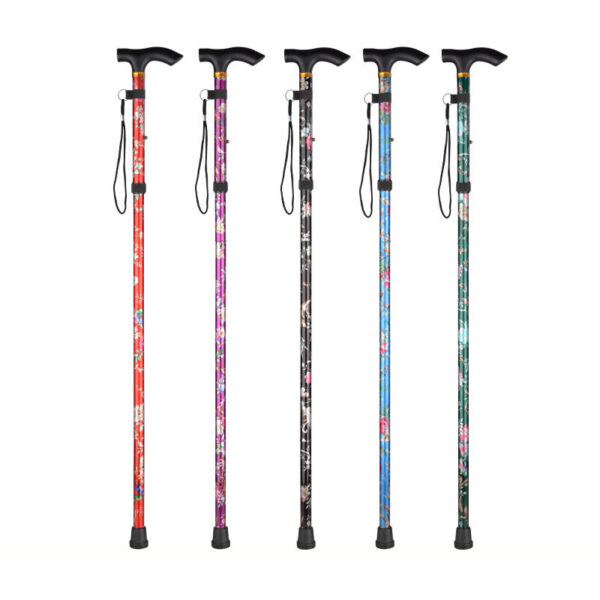 76994feb5b4467f2 Hiking Camping Mountaineering Printing Walking Stick Telescopic Baton Trekking Poles Folding Cane Crutches Pole Unisex