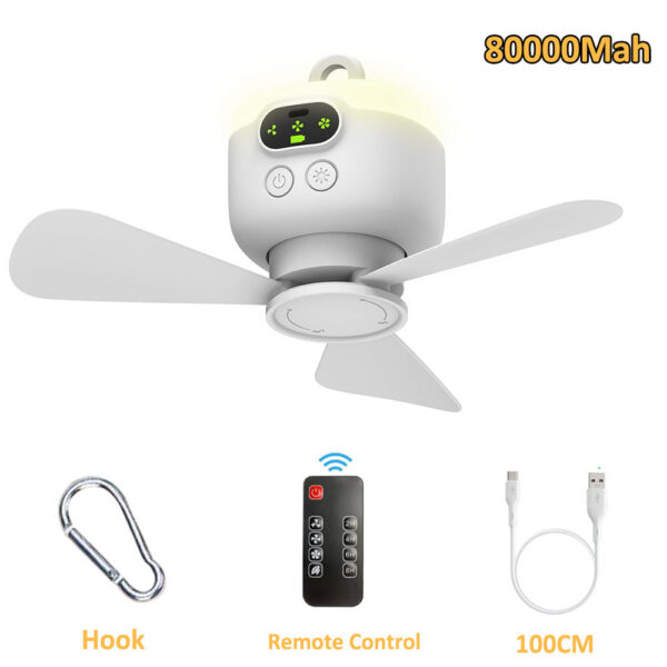 Portable Camping Tent Ceig Canopy 8000mah Rechargeable Wireless Fan Air Circulators with Remote Control Light