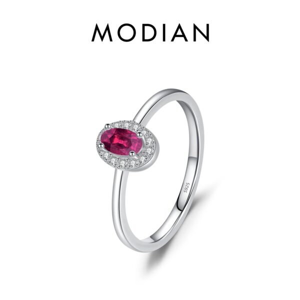 769e9042e74a30b6 MODIAN Real 925 Sterling Silver Classic Elegant Oval Rainbow Colorful Zirconia Ring For Women Wedding Engagement Fine Jewelry