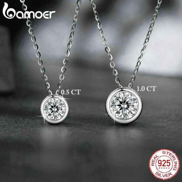 BAMOER 1 Carat Bazel Moissanite D color VVS1 Lab Grown Diamond Necklace for Women Sterling Sier Wedding Jewelry