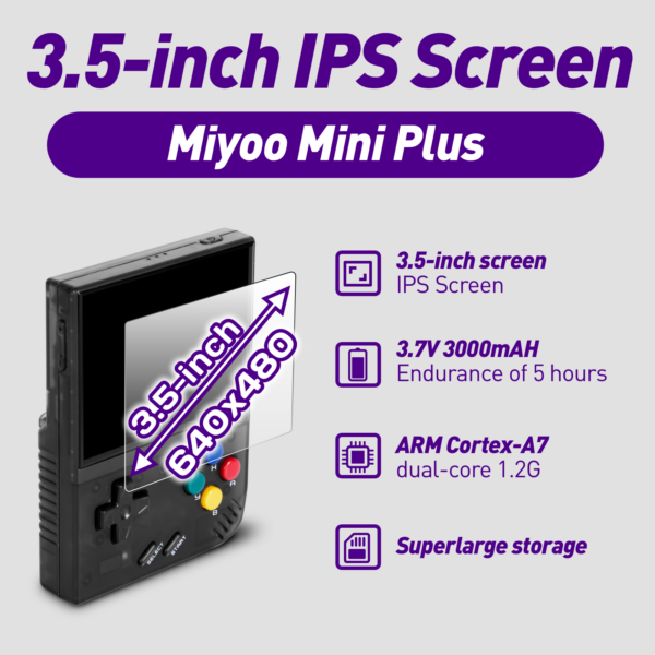 76bfb924c2f10a4c Miyoo Mini Plus Handheld Game Console, 3.5 Inch IPS 640x480 Screen, Support External TF Card, 3000mAh Battery
