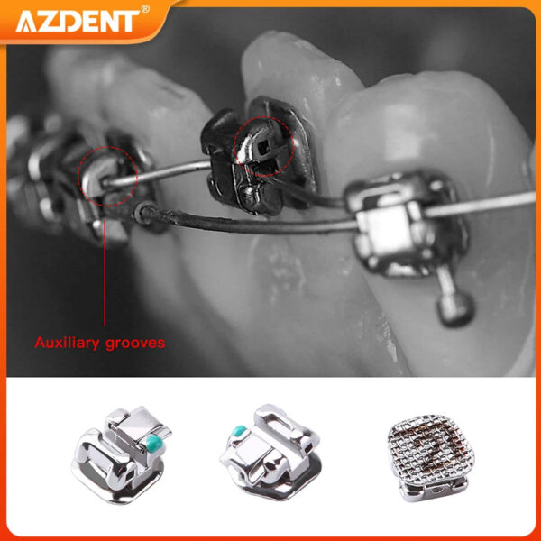 76c2a303e5ea075f AZDENT Dental Orthodontic Brackets Self-Ligating Braces Inserted Crimpable Movable Hooks Auxiliary Hole Buccal Tube 28pcs/Box