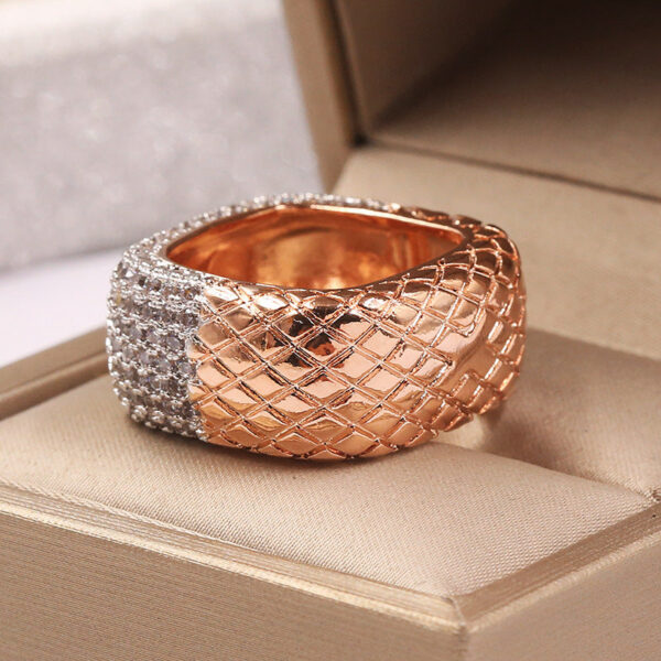 HOYON 14K Rose Gold Women's Jewelry Exquisite Anillos De Wedding Bizuteria Hip Hop Square Natural Diamond Ring for Men