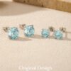 MODIAN Sparkling 925 Sterling Silver Delicate Rose Cut Simulated Aquamarine Trendy Stud Earrings For Women Wedding Jewelry