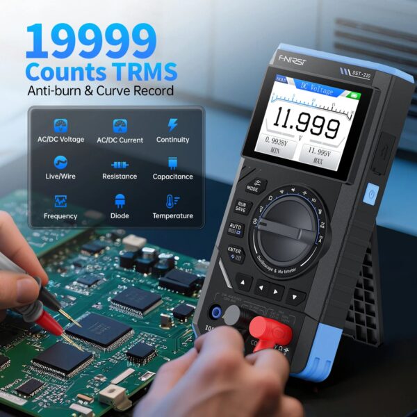 FNIRSI DST-210 and DST-201 3IN1 Digital Multimeter Oscilloscope Signal Source 19999 Counts 10MHz/1MHz Portable Electrician Tool