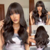 76f6094360edd127 Long Black Wavy Synthetic with Bangs for Women Body Wave Wigs Cosplay Daily Natural Use Hair Heat Resistant