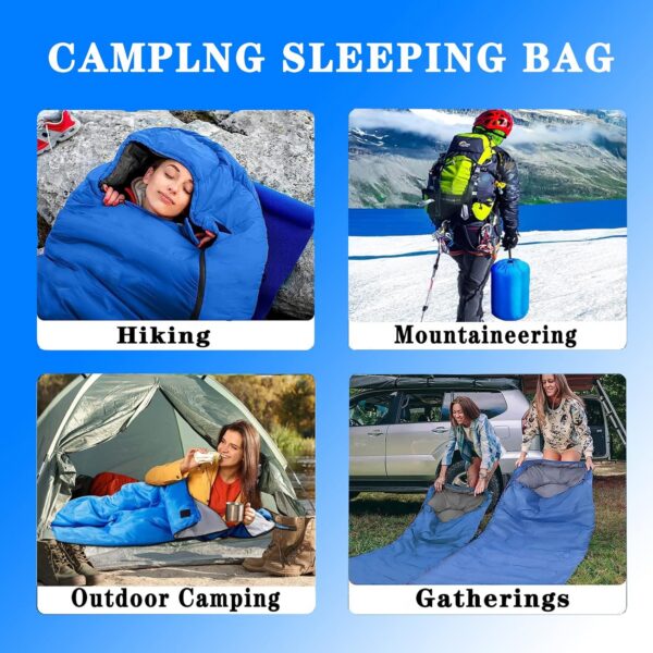Schlafsack Outdoor,Blauer Tragbarer Schlafsack 4 Jahreszeiten 210 * 75cm, mit Kissen und Augenmaske und Ohrstöpsel, Geeignet Schlafsack Erwachsene und Kinder für Camping, Strand und Wandern