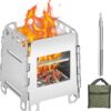 773b1595cad560d0 SWAWIS Campingkocher Holz Faltbar Tragbar, Hobo Kocher aus Edelstahl, Buschbox Mini mit Aufbewahrungstasche, Klein Holzvergaser für Picknick BBQ Kochen Camping Outdoor(8.7x10.7x7.8cm)