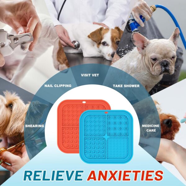 Lick Mat for Small Dogs and Cats 2 Pack, Dog Peanut Butter Lick Pads with Suction Cups for Slow Feeder, Anxiety Relief (Blue & Red)