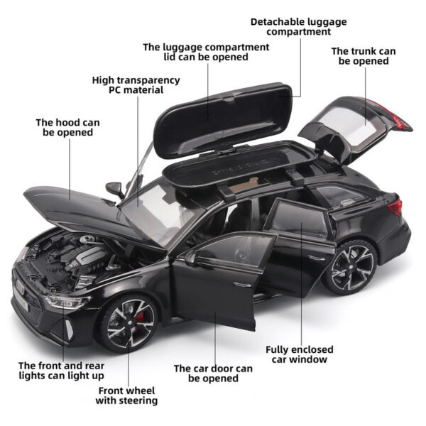 1:32 RS6 Model Car, Black Edition: Customized Kids Realistic Simulation, Diecast Metal, Perfect Gift for Boys