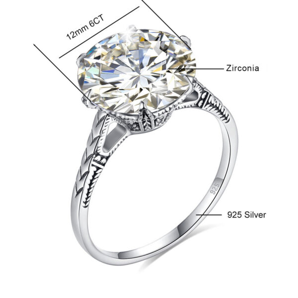 Szjinao Massive Certified 12mm 6ct Round Cut Moissanite Ring For Women Sier Wedding Diamond Test Pass Women's Jewelry Sale