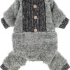 77684d88911458f0 Fuzzy Dog Pajamas, Winter Dog Clothes for Small Dogs Girl, Pet Onesie with Feet, Cat Outfit, Heather Grey, XS