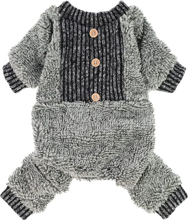 77684d88911458f0 Fuzzy Dog Pajamas, Winter Dog Clothes for Small Dogs Girl, Pet Onesie with Feet, Cat Outfit, Heather Grey, XS