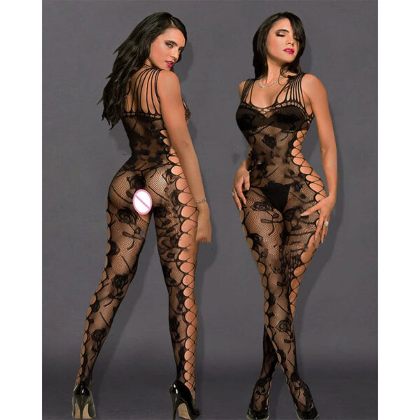New Year Fishnet Bodystockings For Women Erotic Lingerie Open Crotch Crotchless Teddies Bodysuits Female Sexy Porno Underwear