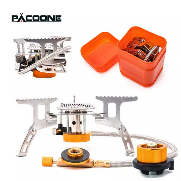 PACOONE Camping Gas Stove Outdoor Windproof Tourist Burner Portable Folding Ultralight Tourism Cooker Equipment Hiking Picnic