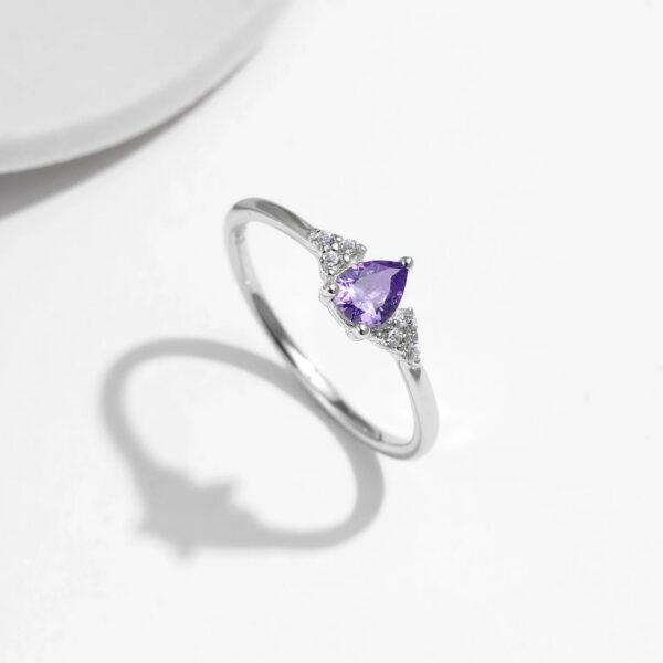 7777c9df4fa60ddb MODIAN 925 Sterling Silver Water Drop Cocktail Ring Classic Prong Purple Cubic Zirconia Rings For Women Female Fine Jewelry