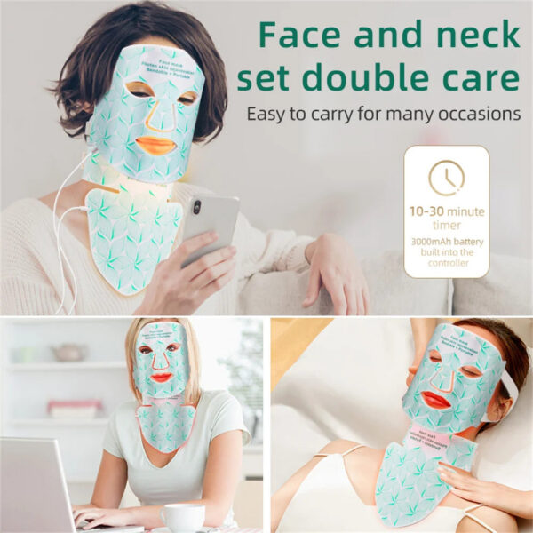 7778291facfa64de LED 8 Colors Face Mask and Neck Red Light Near Infrared Therapy Anti Aging Wrinkle Acne Pore Oil Control Skin Tighten Whiten