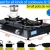 Propane Stove 2 Burner Gas Stove Novel 9 Copper Propane Burners Auto Ignition Tempered Glass with LPG CSA Hose for Outdoor Cooking,Emergency
