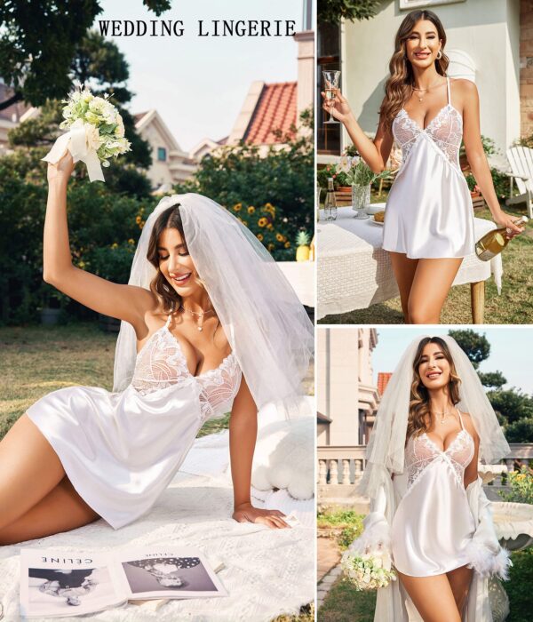 77a2579fbefea848 Avidlove Women Lingerie V Neck Nightwear Satin Sleepwear Lace Chemise Mini Teddy