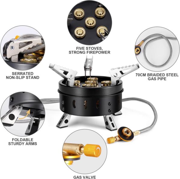 77a4344a291f4afd Odoland Campingkocher Gaskocher mit Adapter und Faltbar Aluminium Gas Campingkocher für Schraubkartusche Gasbrenner Faltbar Camping Kocher für Wandern Picknick Outdoor