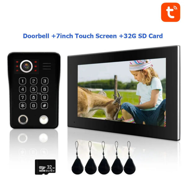 Fingerprint 5in1 Unlock Wifi Doorbell Video Intercom System For Home Doorphone Tuya Smart 1080P Touch Monitor Security Protect