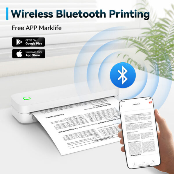 Portable Mini No Ink Printing A4 for Phone PC Tattoo Transfer Printer or 5PK Thermal Paper Rolls