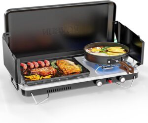 77ae8dc9d0ce4750 ROVSUN 2-in-1 Portable Camping Stove with Grill