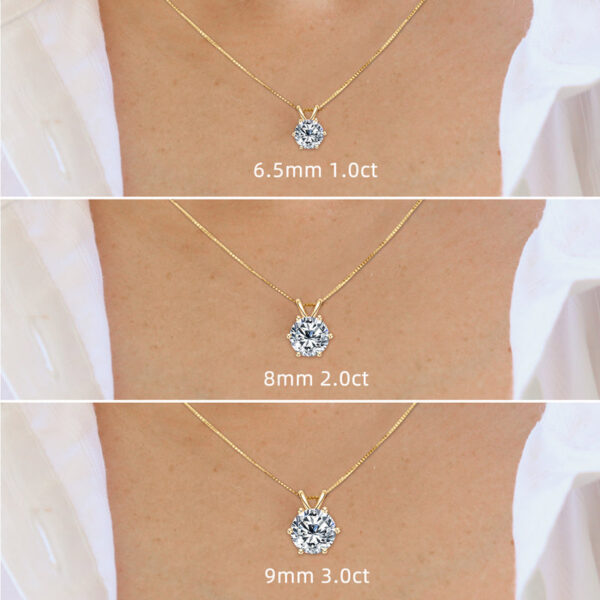 77b70902e80eddb9 0.5-5.0 Carat Round D Moissanite Diamond Pendant Sier Real 14K Gold Plated Necklaces for Women Engagement Wedding Jewelry