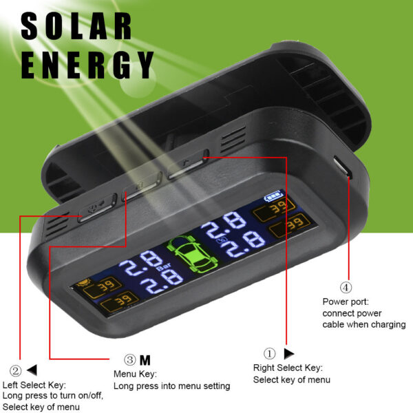 Tire Monitoring System Car Monitor Tyre Pressure Alarm With 4 External Sensors