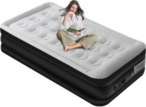 77cd7ce8f30c6d2d Panana Twin Air Mattress with Built in Electric Pump, Height 18.5" Comfort Blow up Inflatable Guest Air Bed Airbed with Flocked Top, Storage Bag for Family, Home, Camping
