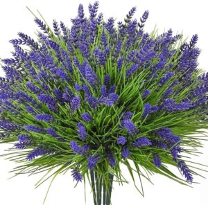 77efc66d8c9fe27c Artificial Plants Outdoor, 24PCS Lavender Artificial Flowers, UV Resistant Fake Flowers, Faux Flowers for Outdoor Planters for Home Garden Outside Porch Decor