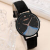 1pc Women With Qpc Fashion Casual Round Pointer Quartz Watch Dainty Black Heart Bracelet Set