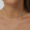 77f44aa3582da53a 2mm Moissanite Tennis Necklace For Women S925 Silver Plated 18K Gold Sparking Rhinestone Choker Chain Wedding Jewelry Adjustable