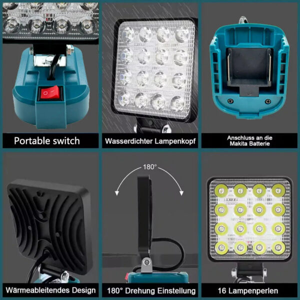780a74b175b1fc31 4 inch Cordless LED Work Light For Makita 14.4V-18V Li-ion Battery Lantern Outdoor Flashlight Camping Lamp Emergency Lighting