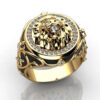 782f9614acf9646b HOYON Gold Color Full Diamond Zircon Lion Wedding Punk Style Engagement Ring for Men's Retro Women's Jewelry